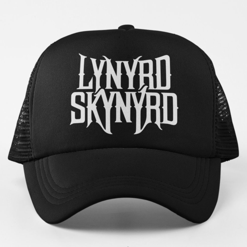 NEW Lynyrd Skynyrd Wordmark Logo Foam Trucker Mesh Snapback Hat BLACK